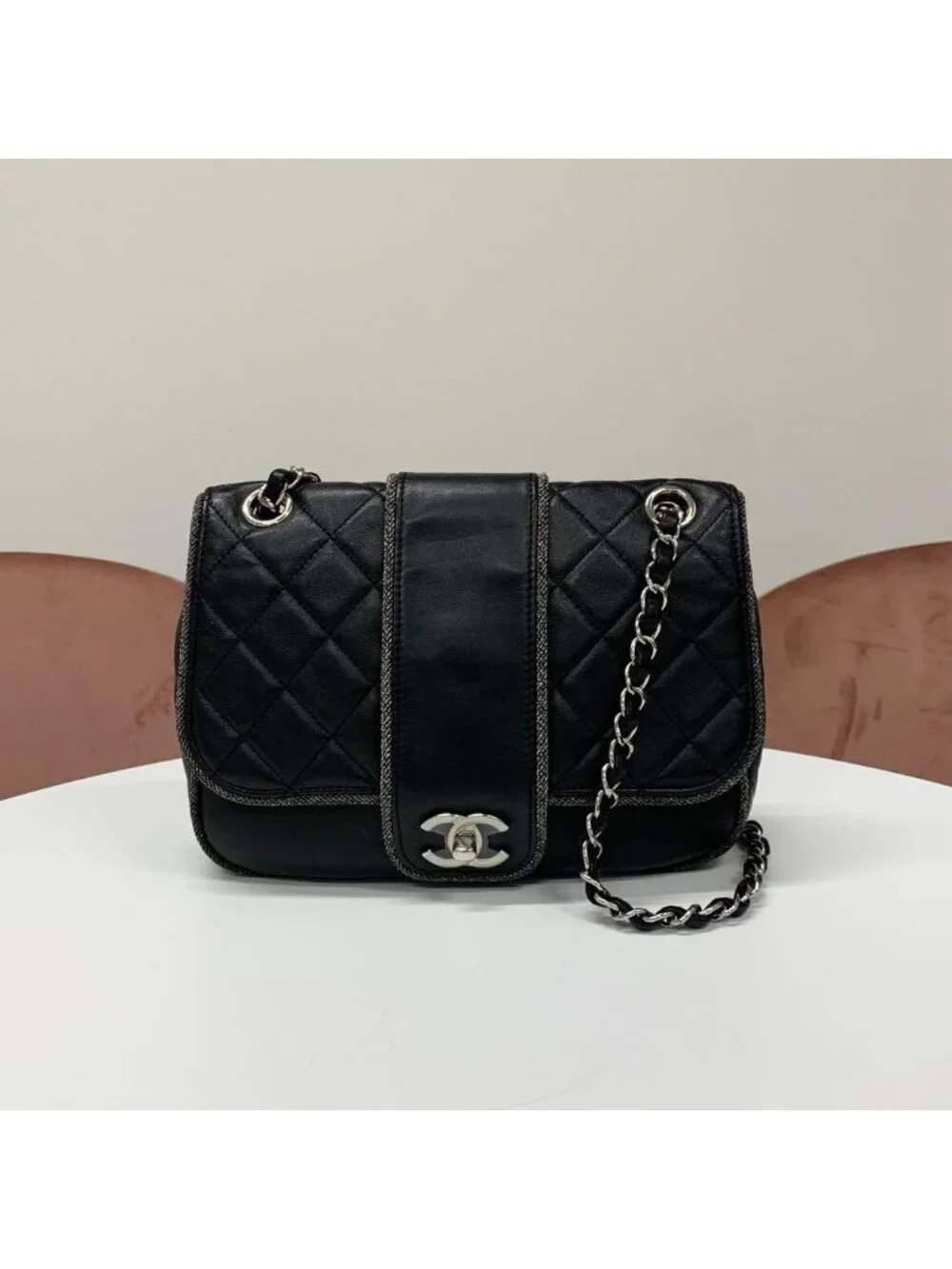Chanel Quilted Lambskin Turnlock Shoulder Bag